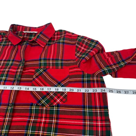 Old Navy Womens Red Plaid Flannel Shirt SZ XL Button-Down Top Holiday/Christmas - Picture 5 of 12
